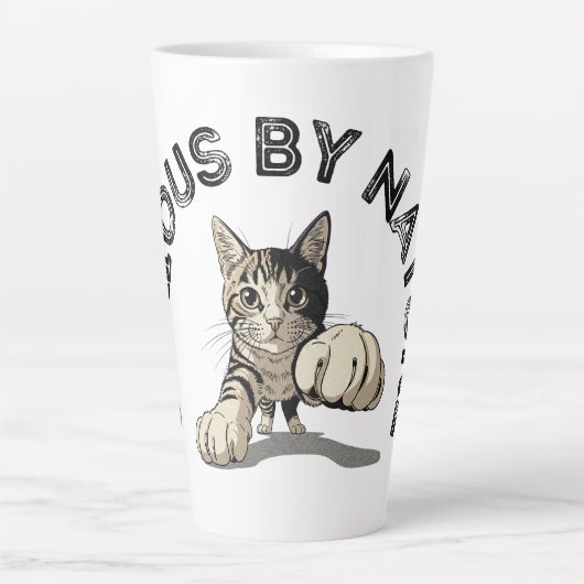Benieuwd naar Natuur Punching Cat Design Latte Mok (Voorkant)