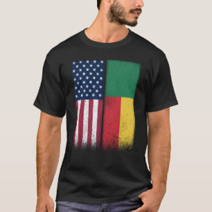 Benin Beninese American Flags Proud USA Benin T-shirt