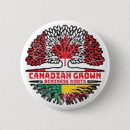 Benin Beninese Canadian Canada Tree Roots Flag Ronde Button 5,7 Cm (Voorkant)