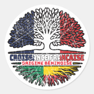 Benin Beninese French France Tree Roots Flag Ronde Sticker