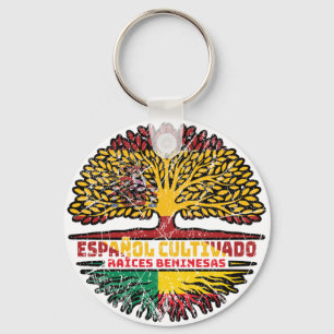 Benin Beninese Spaans Spanje Boomwortels Vlag Sleutelhanger