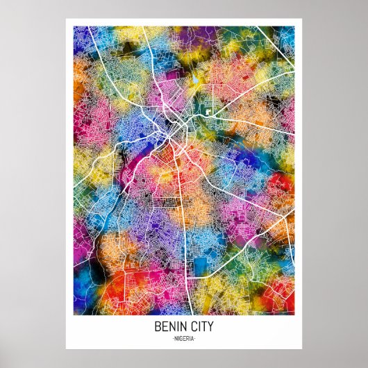 Benin City Nigeria Stadsplattegrond Poster (Voorkant)