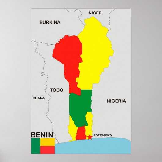 benin country map poster (Voorkant)