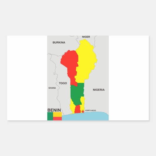 benin country map rechthoekige sticker (Voorkant)