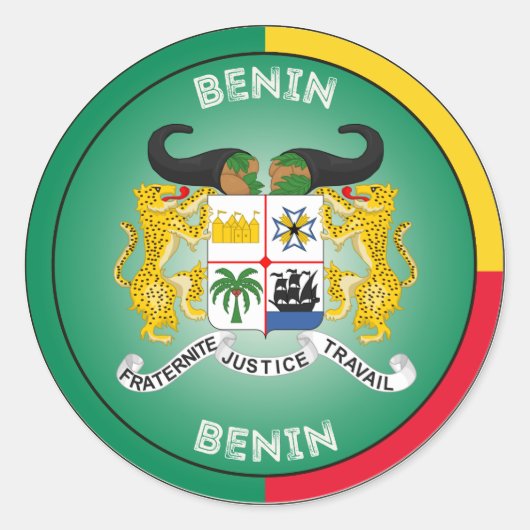 Benin Erfgoed Embleem Ronde Sticker (Voorkant)