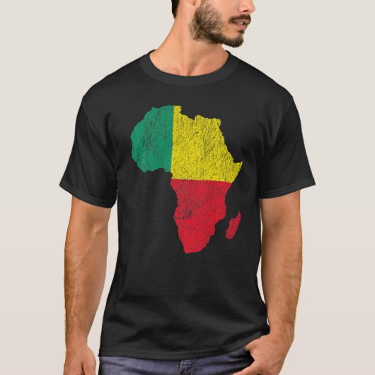 Benin Flag Africa Continent Silhouette Gift for Be T-shirt (Voorkant)