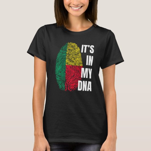Benin Flag Dna Fingerprint Black History Maand T-shirt (Voorkant)