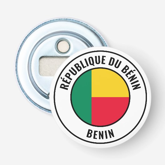 Benin Flag: groots patriottische bottenopener Button Flesopener (Voorkant)