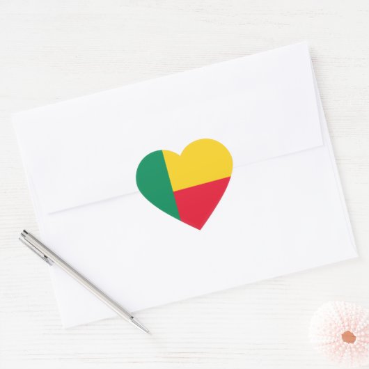 Benin Flag Hart Sticker (Envelop)
