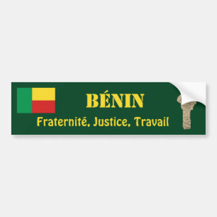 Benin Flag + Map Bumpersticker
