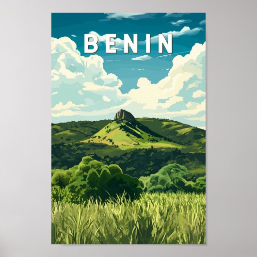 Benin Illustration Travel Art Vintage Poster (Voorkant)