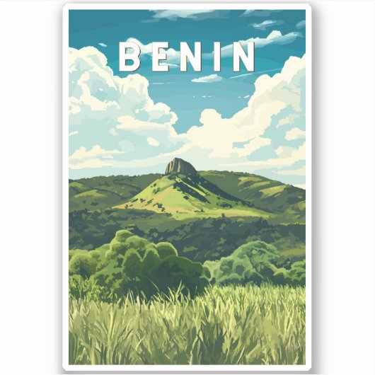 Benin Illustration Travel Art Vintage Sticker (Voorkant)