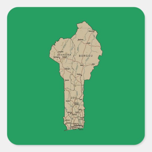 Benin Kaart Sticker (Voorkant)