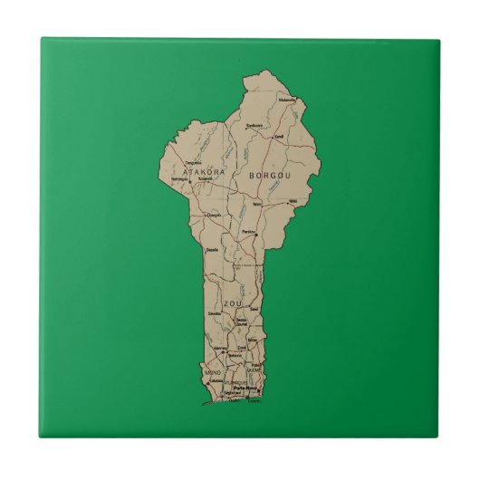 Benin kaart tegel tegeltje (Voorkant)