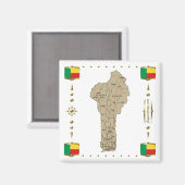Benin Map + Flags Magnet (Voorkant / Achterkant)