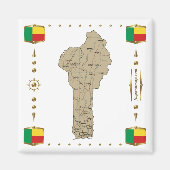 Benin Map + Flags Magnet (Voorkant)