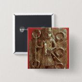 Benin plaque vierkante button 5,1 cm (Voorkant /achterkant)