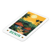 Benin Sunset Illustration Travel Art Vintage Magneet (Linkerzijde)