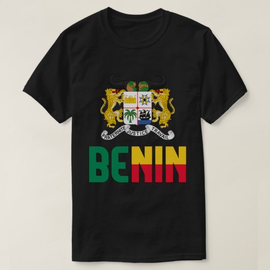 Benin-vlag en wapenschild t-shirt (Design voorkant)