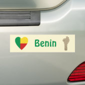 Benin Vlag Hart + Landkaart Bumpersticker (Op auto)