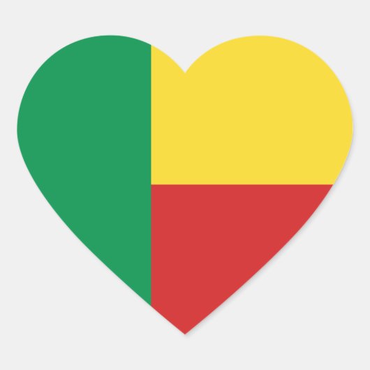 Benin Vlag Hart Sticker (Voorkant)