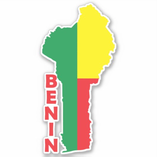 Benin vlag in de landkaart sticker (Voorkant)