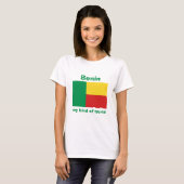 Benin Vlag + Kaart + Tekst T-shirt (Voorkant volledig)