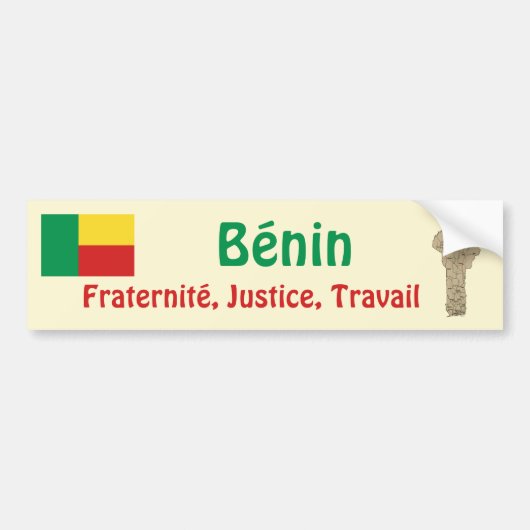 Benin Vlag + Landkaart Bumpersticker (Voorkant)