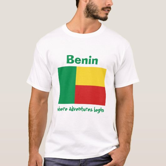 Benin vlag + Map + Tekst T-shirt (Voorkant)