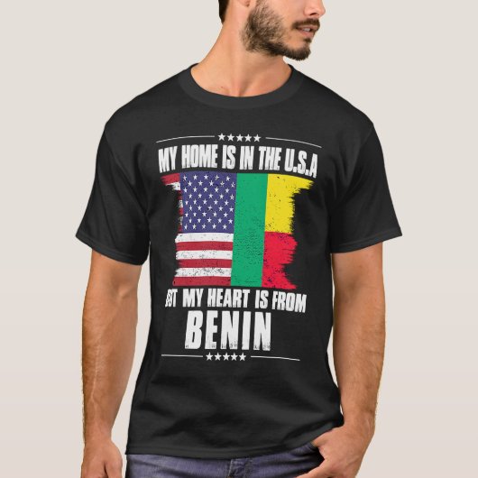 Beninese American Patriot Grown Proud Home Heart U T-shirt (Voorkant)