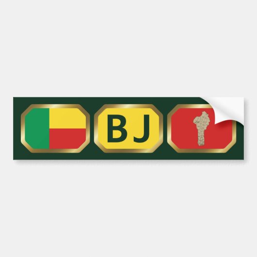 Beninese vlag kaart code bumpersticker (Voorkant)