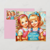BENITA ~ Verjaardag Kaart ~ 2 lieve meisjes ~ (Voorkant / Achterkant)