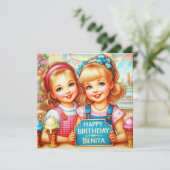 BENITA ~ Verjaardag Kaart ~ 2 lieve meisjes ~ (Staand voorkant)