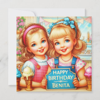 BENITA ~ Verjaardag Kaart ~ 2 lieve meisjes ~