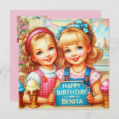 BENITA ~ Verjaardag Kaart ~ 2 lieve meisjes ~ (Voorkant / Achterkant)