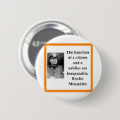 Benito Mussolini Ronde Button 5,7 Cm (Voorkant /achterkant)