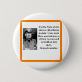 Benito Mussolini Ronde Button 5,7 Cm (Voorkant)