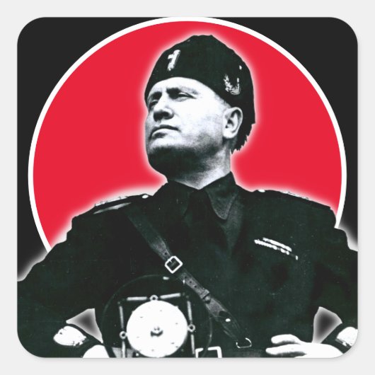 Benito Mussolini Vierkante Sticker (Voorkant)