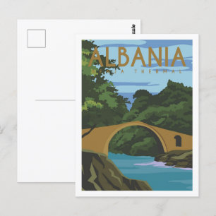 Benja Thermal Albanië Travel Place Illustratie Briefkaart