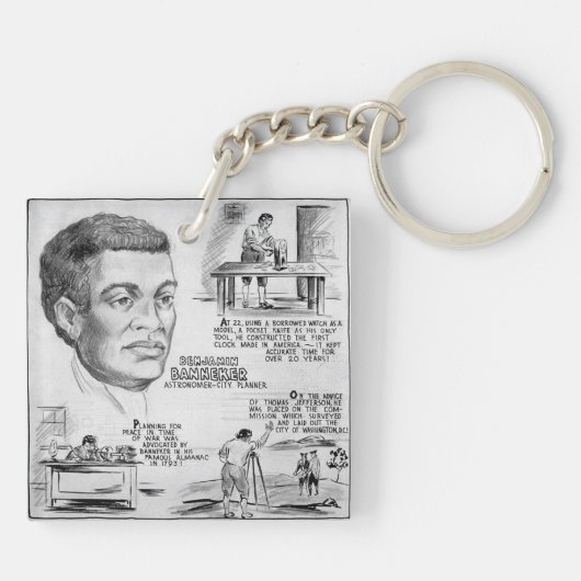 Benjamin Banneker: Zwarte wetenschapper en revolut Sleutelhanger (Achterkant)