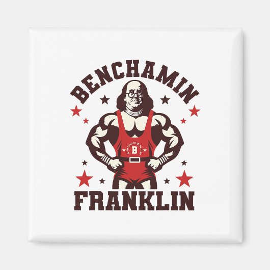 Benjamin Benchamin Franklin Bankdrukken Lichaamstr Magneet (Voorkant)