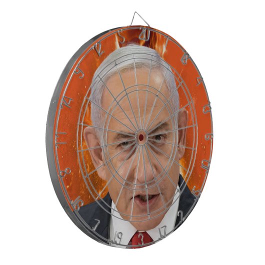Benjamin "Bibi" Netanyahu Prime Minister of Israel Dartbord (Voorkant Links)