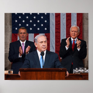 Benjamin (Bibi) Netanyahu spreekt vóór Congres Poster