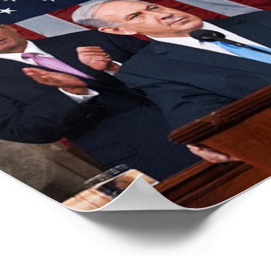 Benjamin (Bibi) Netanyahu spreekt voor het Congres Poster (Hoek)