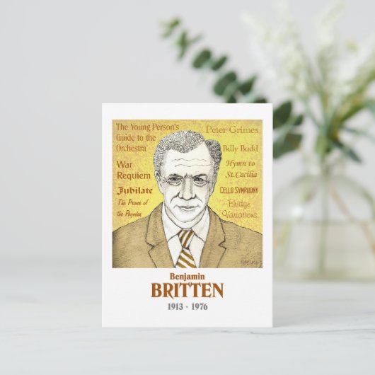 Benjamin Britten briefkaart (Staand voorkant)