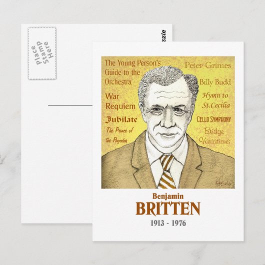 Benjamin Britten briefkaart (Voorkant / Achterkant)