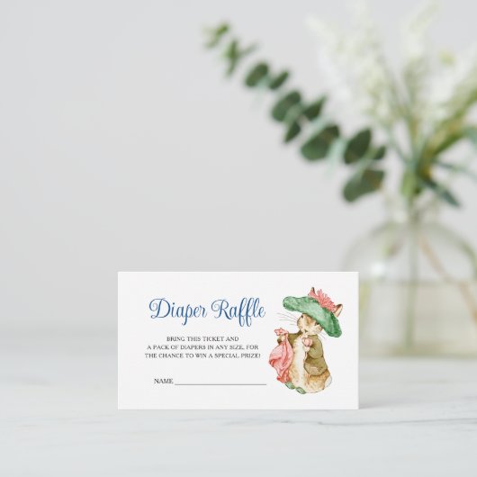Benjamin Bunny Baby Shower Diaper Raffle Informatiekaartje (Staand voorkant)