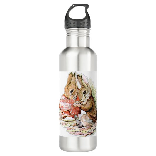 Benjamin Bunny en Peter Rabbit plannen hun inval Waterfles (Voorkant)