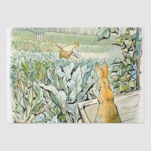 "Benjamin Bunny Watches Farmer Brown" door Beatrix Tissuepapier (Voorkant)