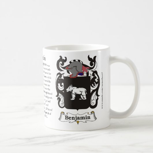 Benjamin, de oorsprong, de betekenis en de crest koffiemok (Rechts)